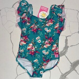 Ruffle Butts Fancy Me Floral Butterfly Sleeve One Piece Bathing Suit 5 NWT